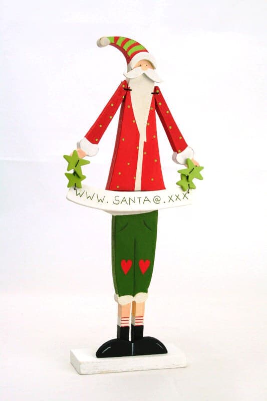 Nikolaus-Figur aus Holz, 26 cm, mit www.santa.xxx - holzfiguren, weihnachten-holzfiguren